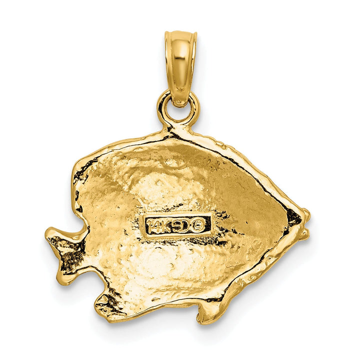 Lovely Rita's Pendants & Charms 14K Yellow Gold Textured Solid Polished Finish Fish 2-Dimensional Design Charm Pendant