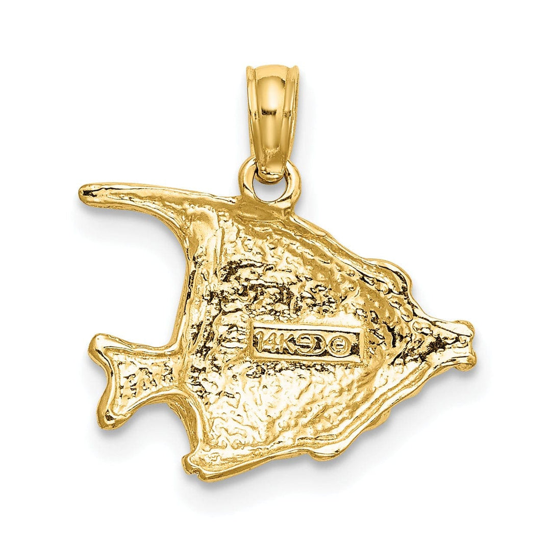 Lovely Rita's Pendants & Charms 14K Yellow Gold Textured Solid Polished Finish Fish Design Charm Pendant