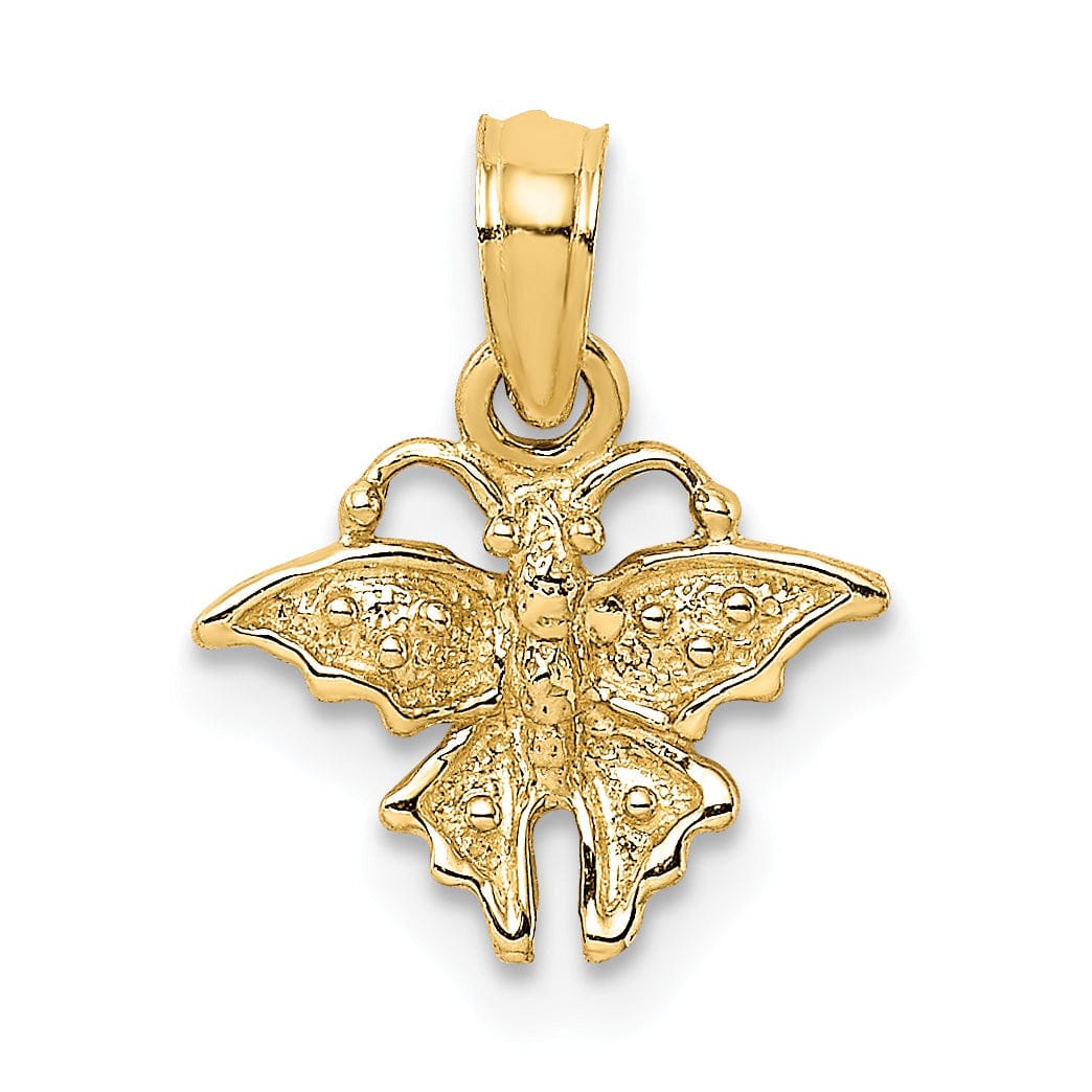 Lovely Rita's Pendants & Charms 14K Yellow Gold Textured Solid Polished Finish Mini Butterfly Charm Pendant