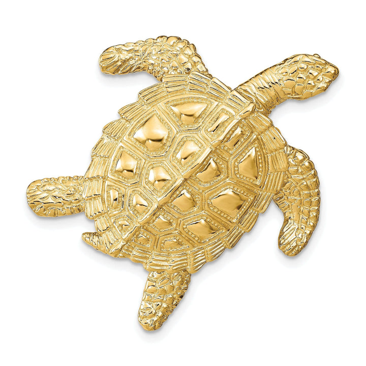 Lovely Rita's Pendants & Charms 14k Yellow Gold Textured Solid Polished Finish Sea Turtle Slide. Fits up to 8mm Omega or 10mm Fancy Omega.