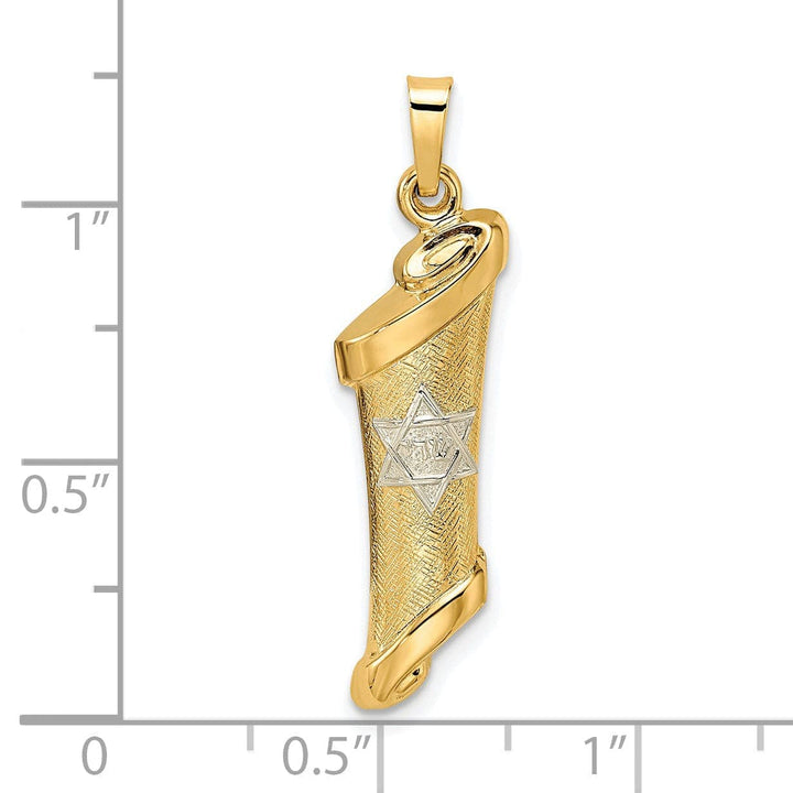 Lovely Rita's Pendants & Charms 14k Yellow Gold Textured Unisex Mezuzah with Star of David Pendant