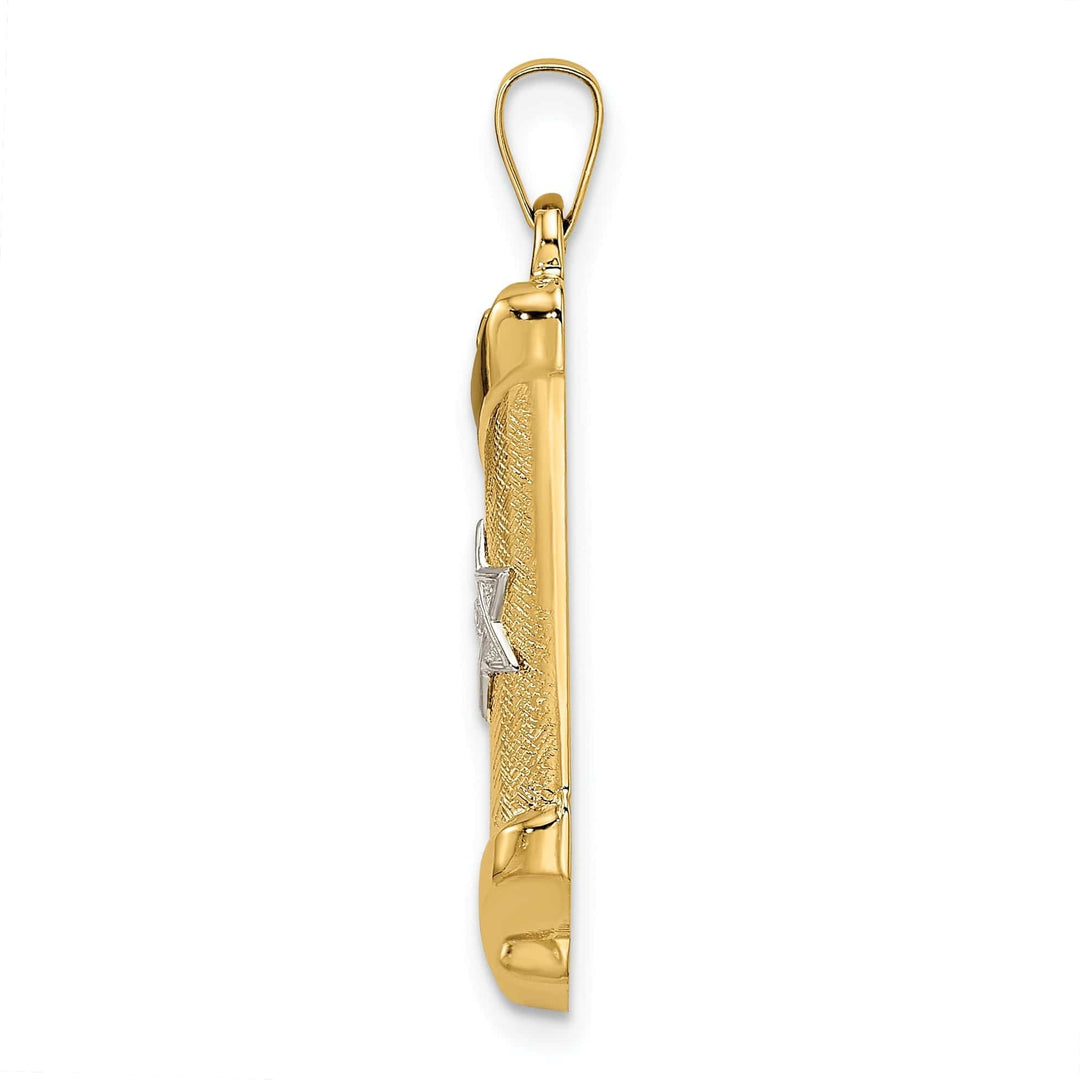 Lovely Rita's Pendants & Charms 14k Yellow Gold Textured Unisex Mezuzah with Star of David Pendant