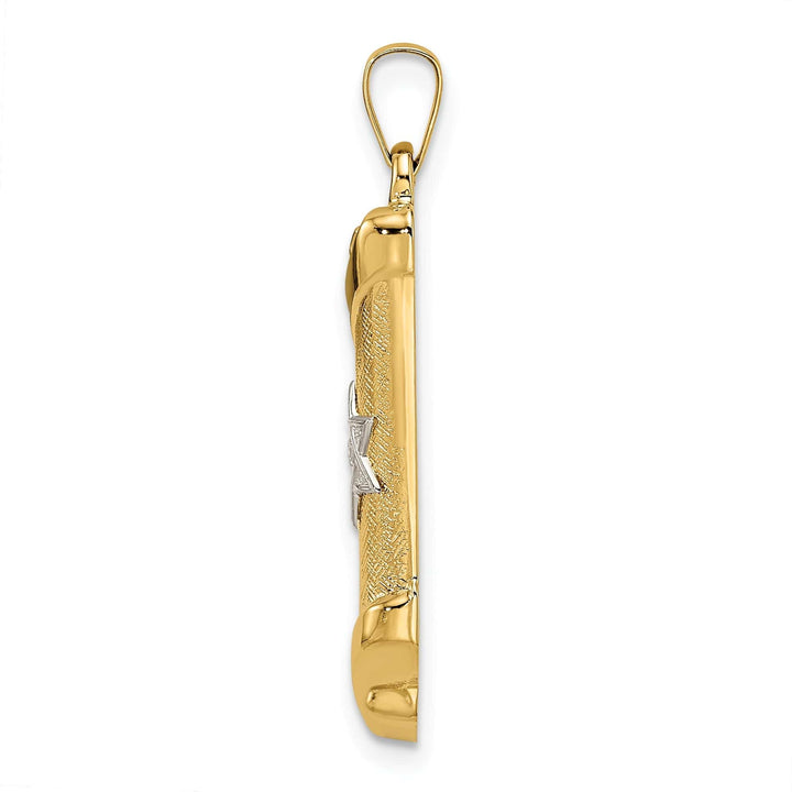 Lovely Rita's Pendants & Charms 14k Yellow Gold Textured Unisex Mezuzah with Star of David Pendant