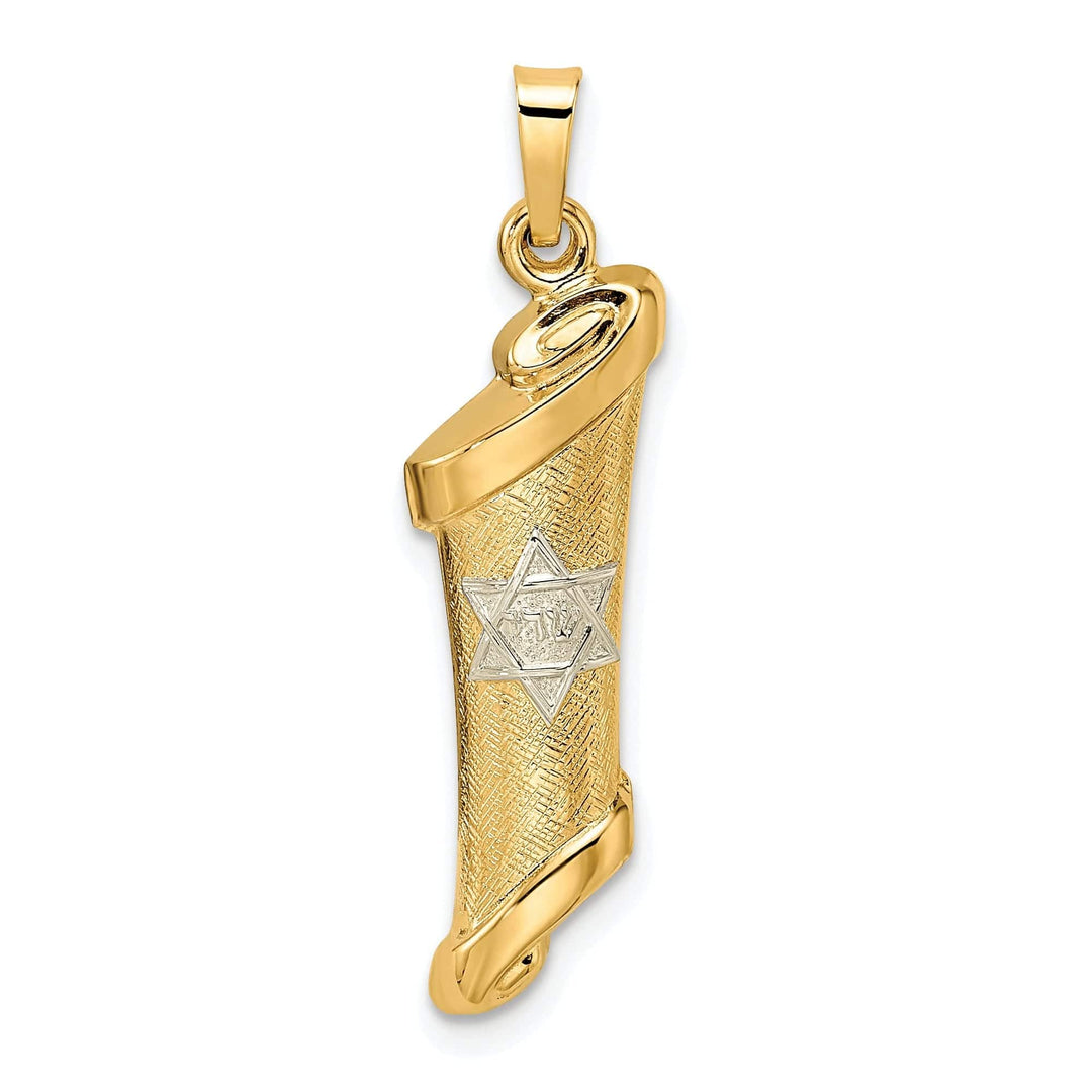 Lovely Rita's Pendants & Charms 14k Yellow Gold Textured Unisex Mezuzah with Star of David Pendant