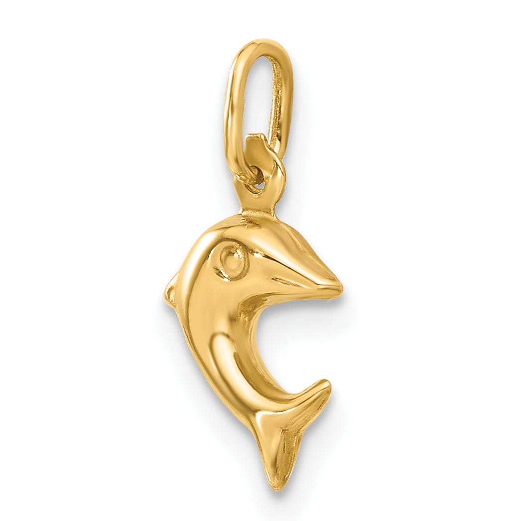 Lovely Rita's Pendants & Charms 14k Yellow Gold Themed Solid Polished Finish Dolphin Charm Pendant