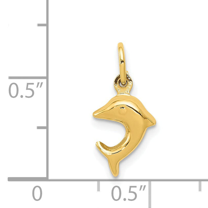 Lovely Rita's Pendants & Charms 14k Yellow Gold Themed Solid Polished Finish Dolphin Charm Pendant