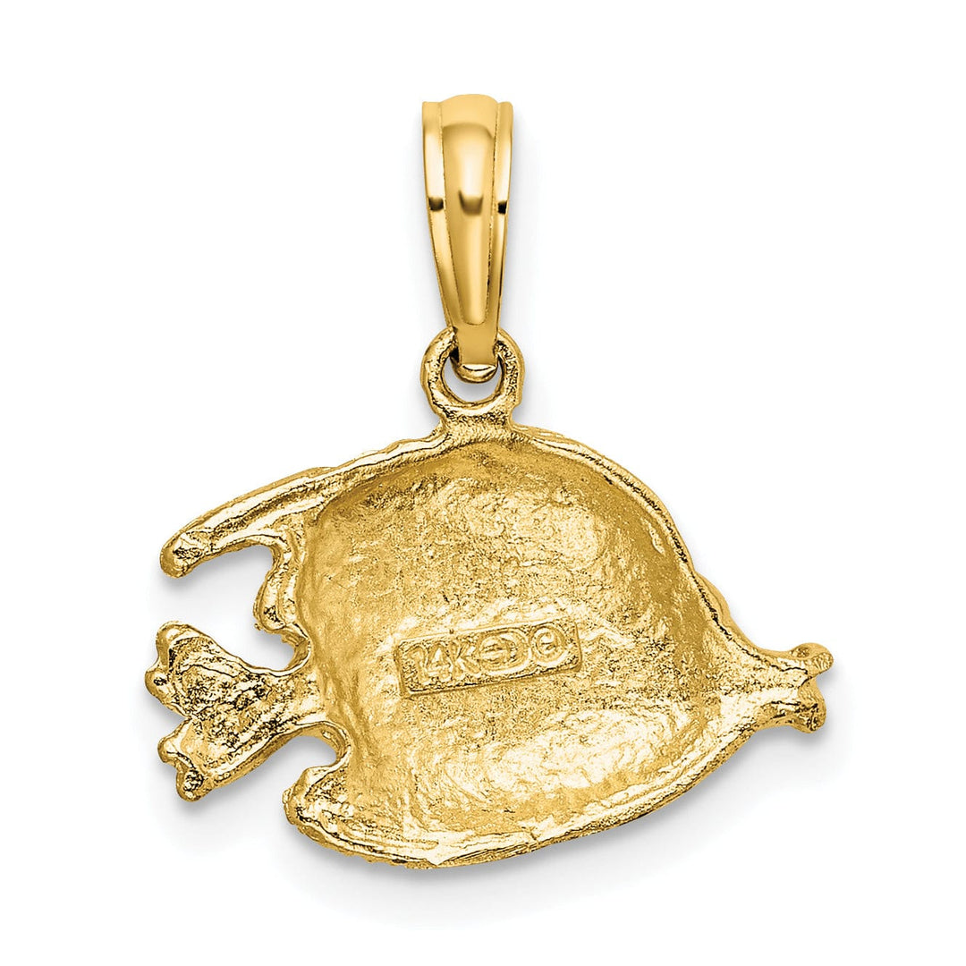 Lovely Rita's Pendants & Charms 14K Yellow Gold Themed Solid Textured Polished Finish Fish Design Charm Pendant