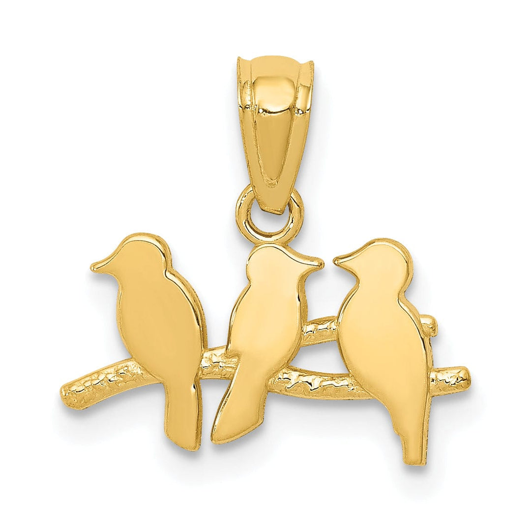 Lovely Rita's Pendants & Charms 14k Yellow Gold Three Birds on a Branch Pendant