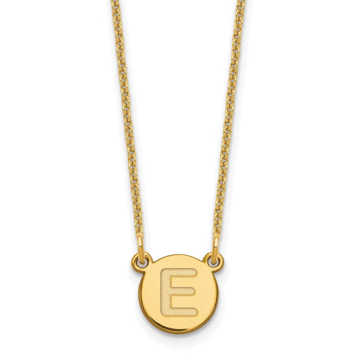 Lovely Rita's Pendants & Charms 14k Yellow Gold Tiny Circle Block Letter F Initial Pendant and Necklace