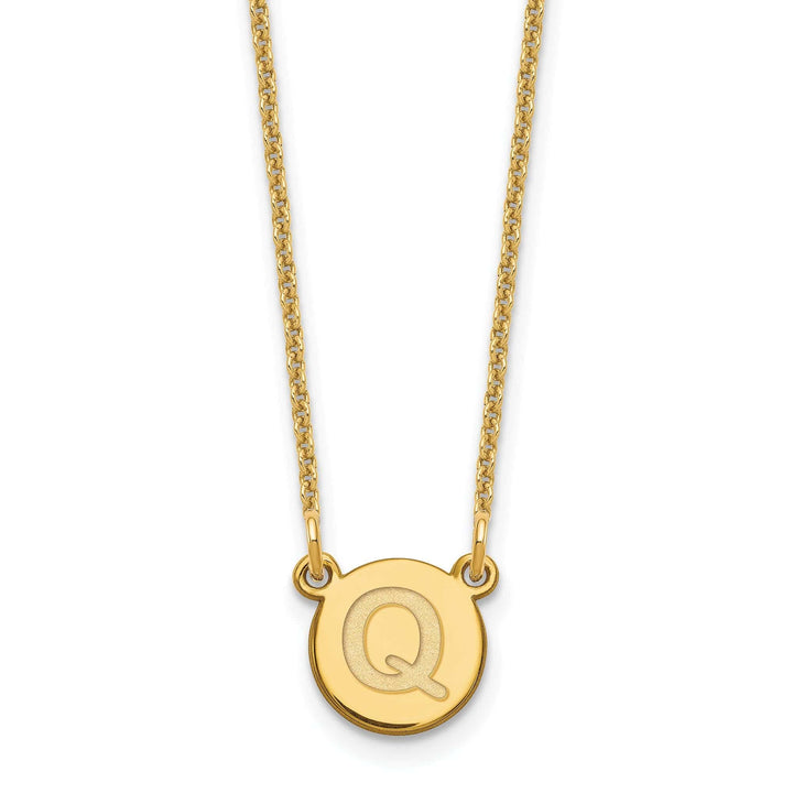 Lovely Rita's Pendants & Charms 14k Yellow Gold Tiny Circle Block Letter R Initial Pendant and Necklace