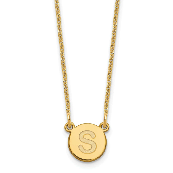 Lovely Rita's Pendants & Charms 14k Yellow Gold Tiny Circle Block Letter T Initial Pendant and Necklace