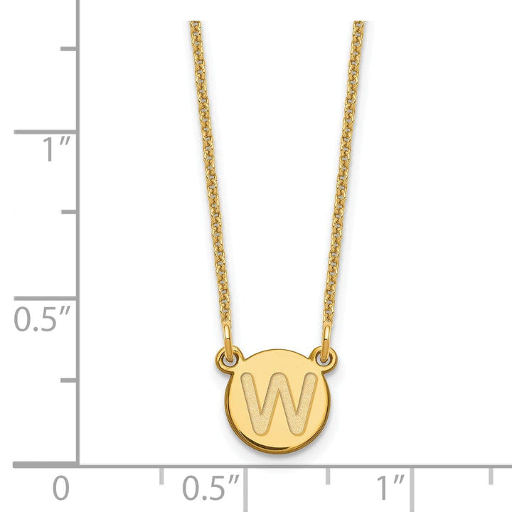Lovely Rita's Pendants & Charms 14k Yellow Gold Tiny Circle Block Letter W Initial Pendant and Necklace
