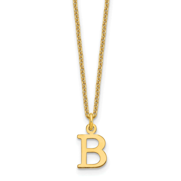 Lovely Rita's Pendants & Charms 14k Yellow Gold Tiny Cut Out Block Letter B Initial Pendant and Necklace