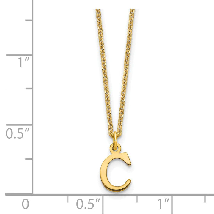 Lovely Rita's Pendants & Charms 14k Yellow Gold Tiny Cut Out Block Letter C Initial Pendant and Necklace