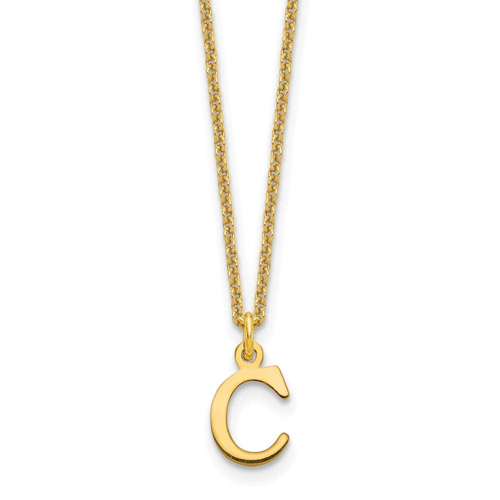Lovely Rita's Pendants & Charms 14k Yellow Gold Tiny Cut Out Block Letter C Initial Pendant and Necklace