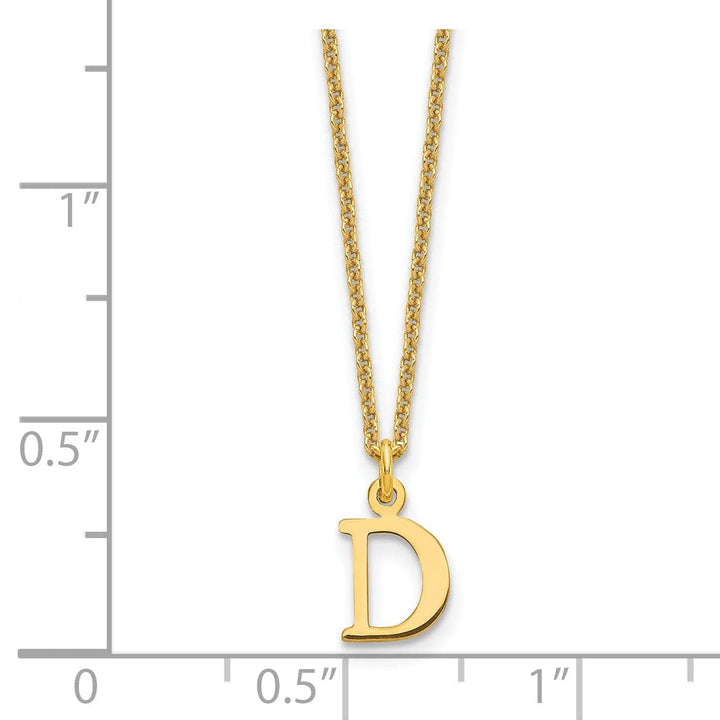Lovely Rita's Pendants & Charms 14k Yellow Gold Tiny Cut Out Block Letter D Initial Pendant and Necklace