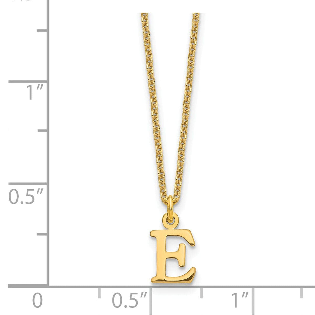 Lovely Rita's Pendants & Charms 14k Yellow Gold Tiny Cut Out Block Letter E Initial Pendant and Necklace