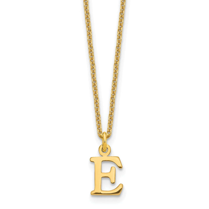 Lovely Rita's Pendants & Charms 14k Yellow Gold Tiny Cut Out Block Letter E Initial Pendant and Necklace