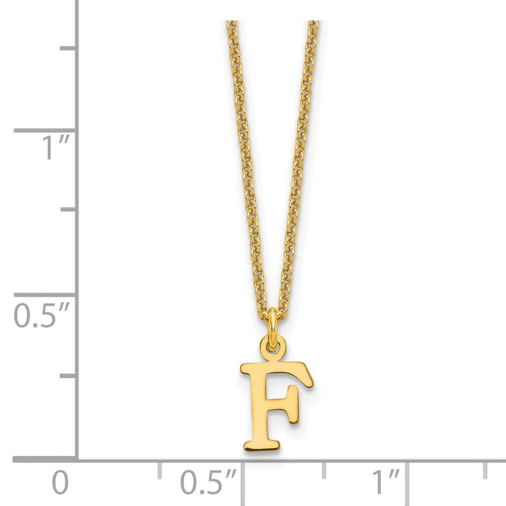 Lovely Rita's Pendants & Charms 14k Yellow Gold Tiny Cut Out Block Letter F Initial Pendant and Necklace