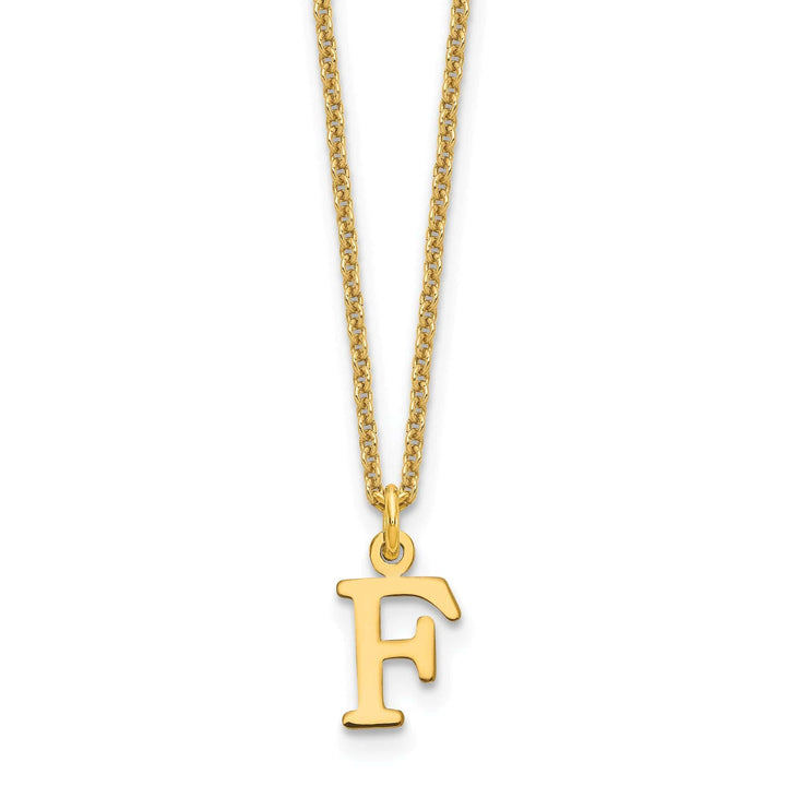 Lovely Rita's Pendants & Charms 14k Yellow Gold Tiny Cut Out Block Letter F Initial Pendant and Necklace