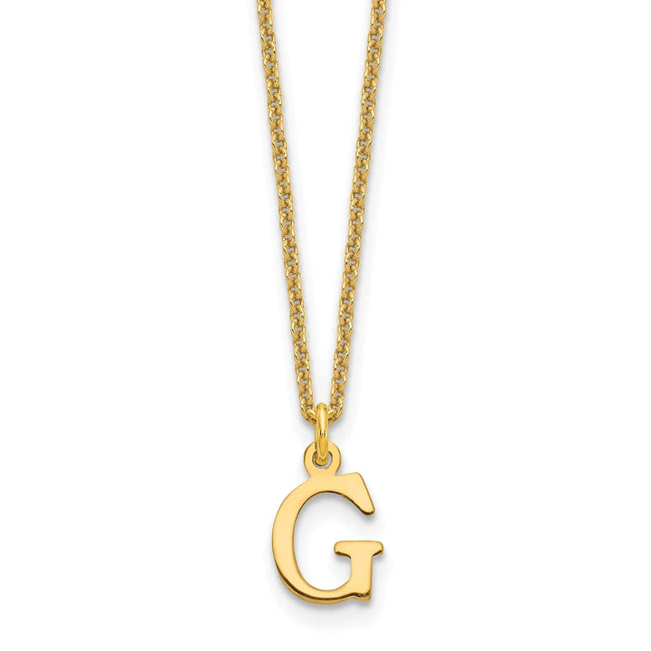 Lovely Rita's Pendants & Charms 14k Yellow Gold Tiny Cut Out Block Letter G Initial Pendant and Necklace