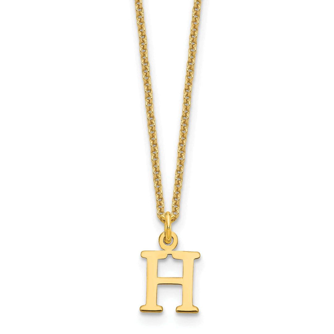 Lovely Rita's Pendants & Charms 14k Yellow Gold Tiny Cut Out Block Letter H Initial Pendant and Necklace