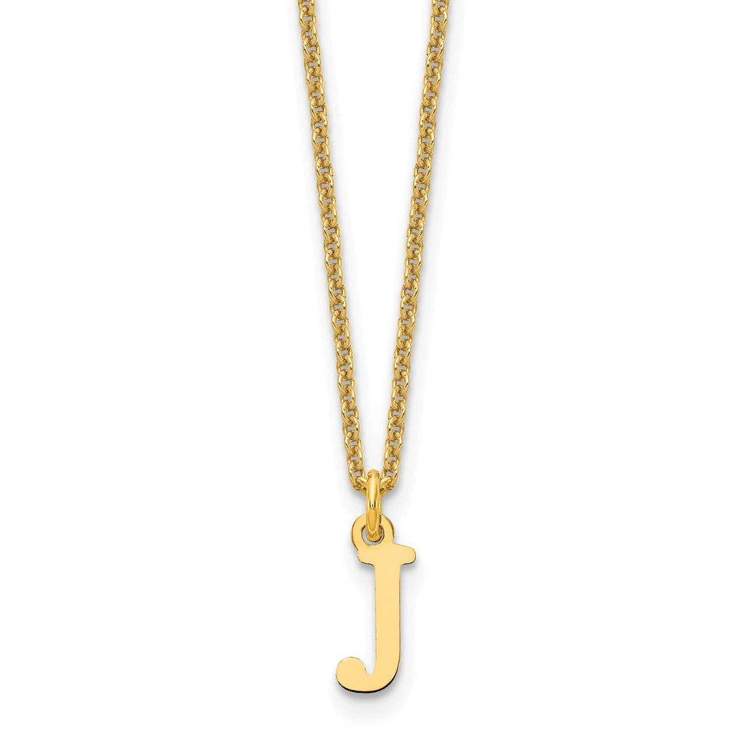 Lovely Rita's Pendants & Charms 14k Yellow Gold Tiny Cut Out Block Letter J Initial Pendant and Necklace