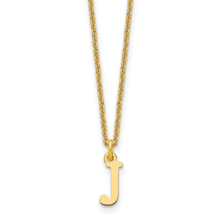 Lovely Rita's Pendants & Charms 14k Yellow Gold Tiny Cut Out Block Letter J Initial Pendant and Necklace