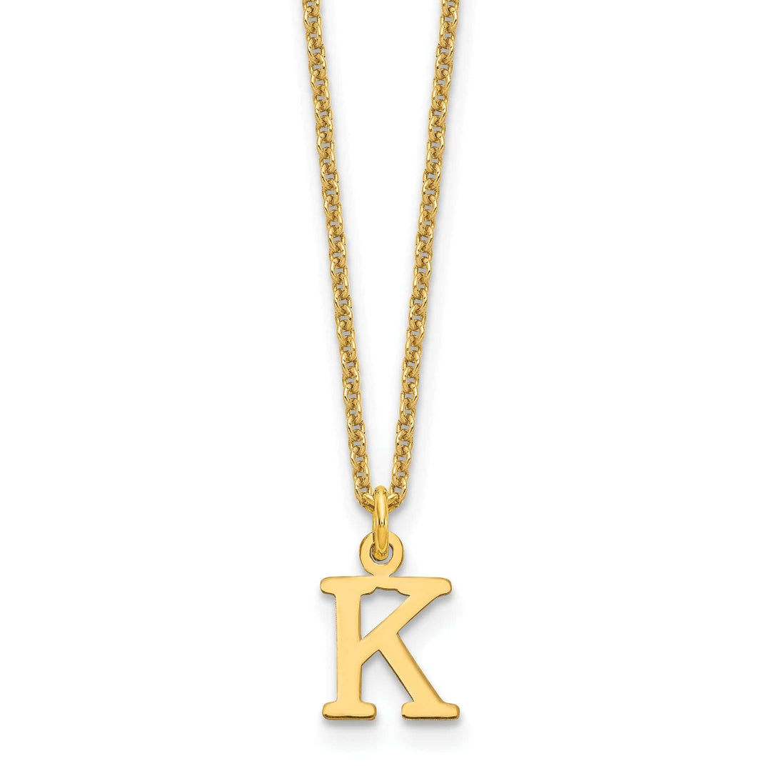 Lovely Rita's Pendants & Charms 14k Yellow Gold Tiny Cut Out Block Letter K Initial Pendant and Necklace