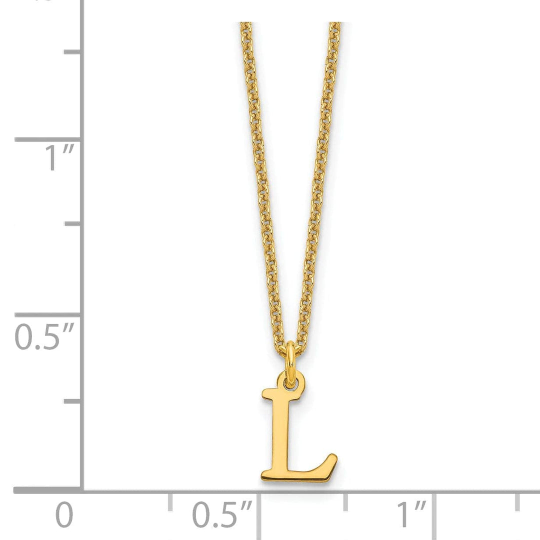 Lovely Rita's Pendants & Charms 14k Yellow Gold Tiny Cut Out Block Letter L Initial Pendant and Necklace