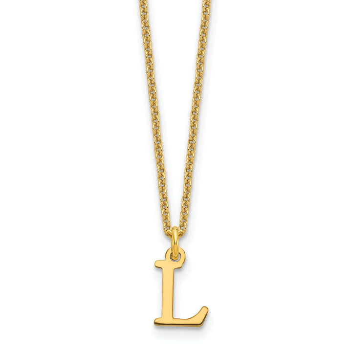 Lovely Rita's Pendants & Charms 14k Yellow Gold Tiny Cut Out Block Letter L Initial Pendant and Necklace