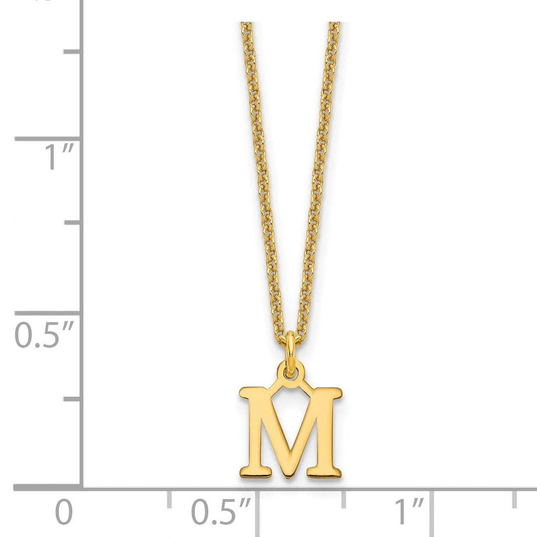 Lovely Rita's Pendants & Charms 14k Yellow Gold Tiny Cut Out Block Letter M Initial Pendant and Necklace