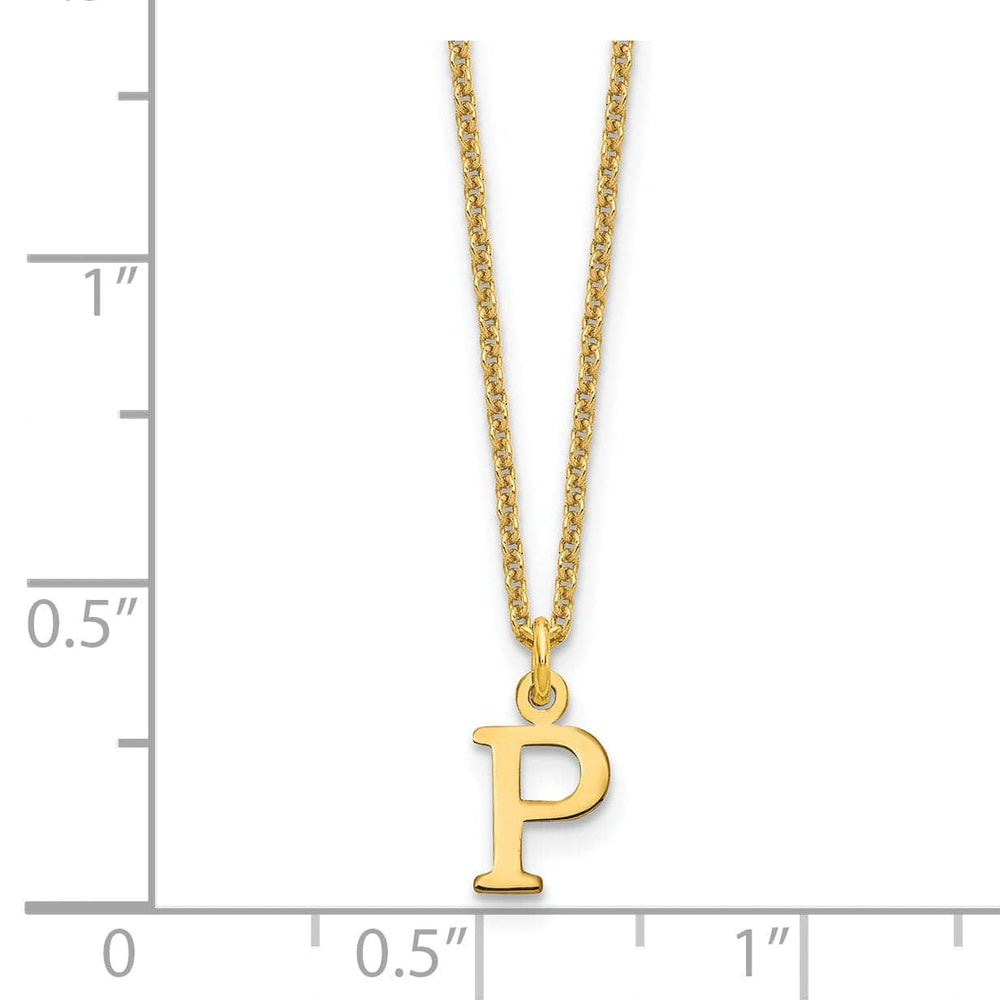 Lovely Rita's Pendants & Charms 14k Yellow Gold Tiny Cut Out Block Letter P Initial Pendant and Necklace