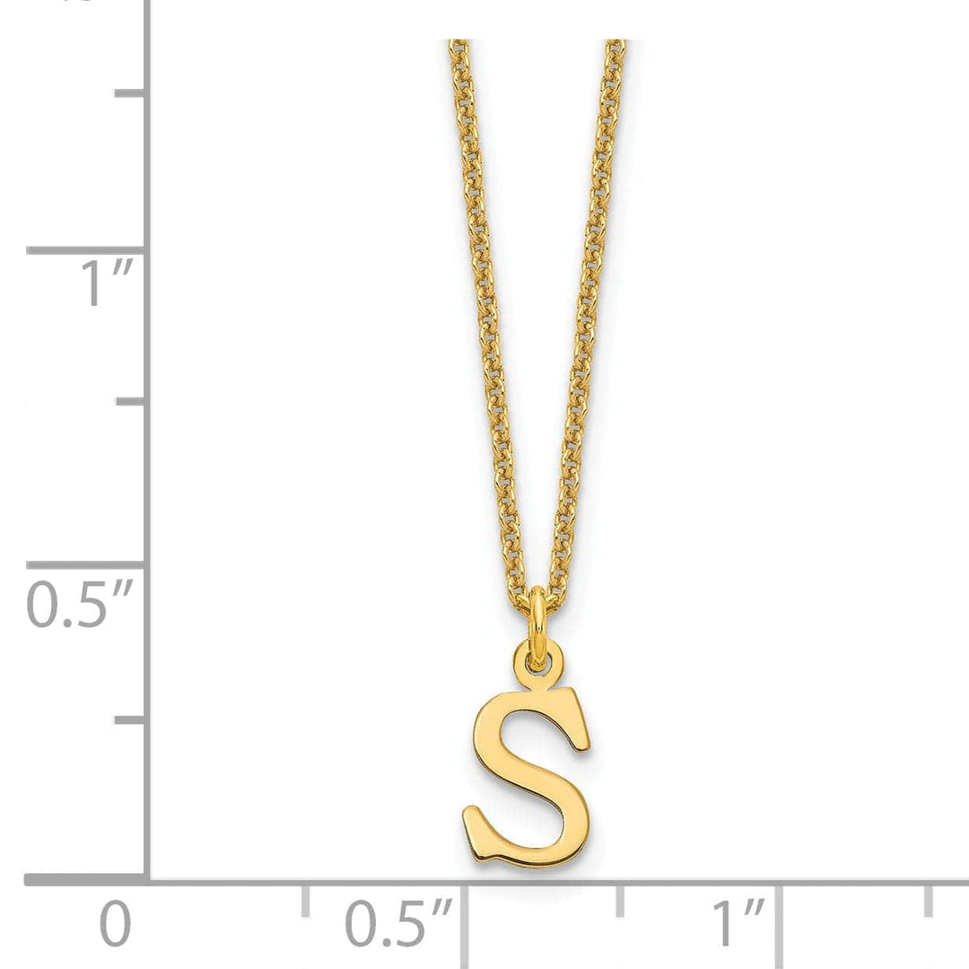 Lovely Rita's Pendants & Charms 14k Yellow Gold Tiny Cut Out Block Letter S Initial Pendant and Necklace