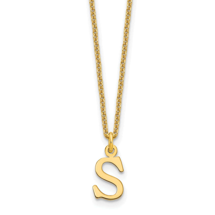 Lovely Rita's Pendants & Charms 14k Yellow Gold Tiny Cut Out Block Letter S Initial Pendant and Necklace