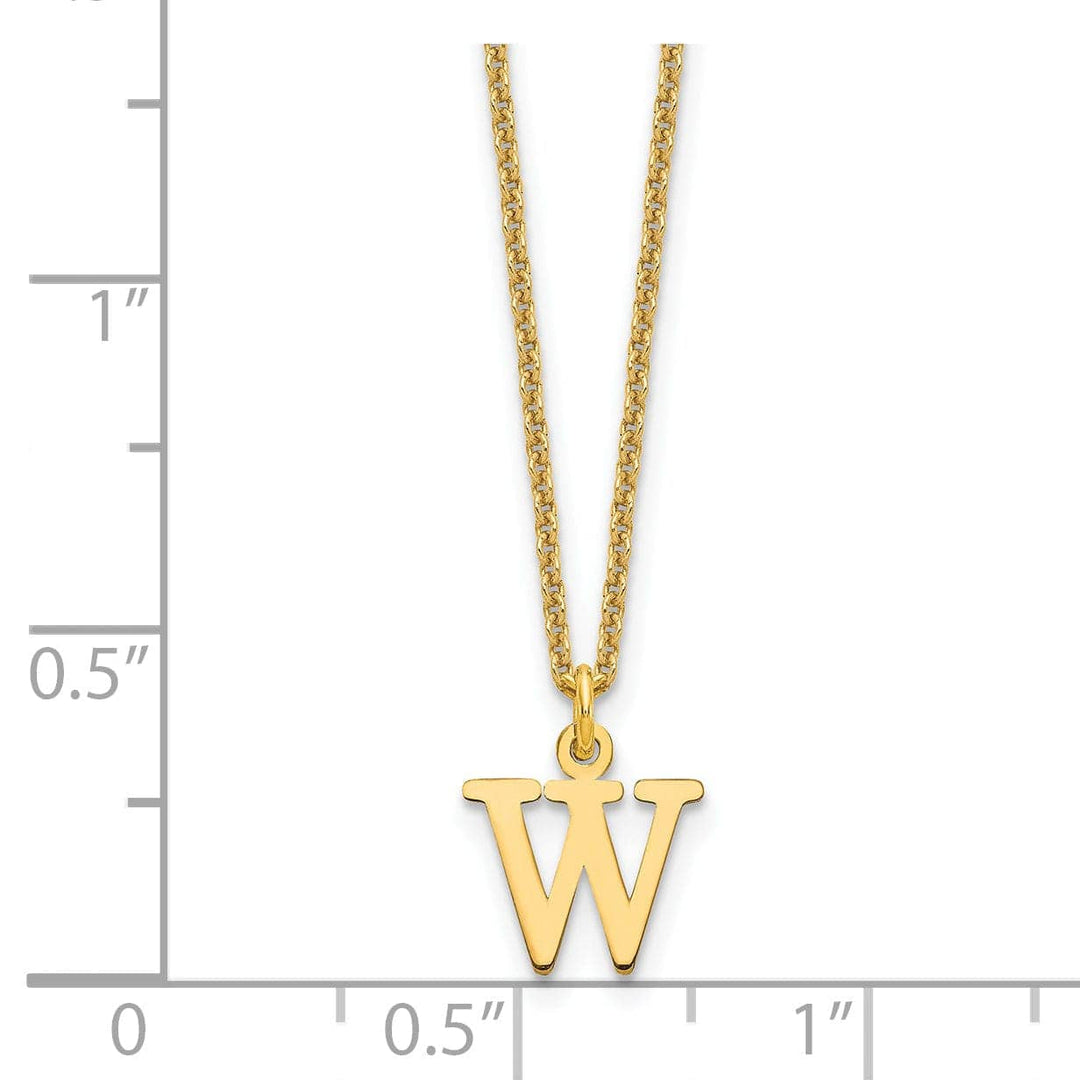 Lovely Rita's Pendants & Charms 14k Yellow Gold Tiny Cut Out Block Letter W Initial Pendant and Necklace