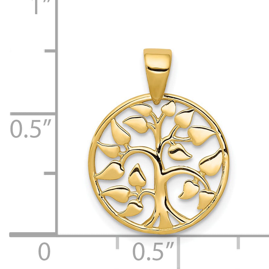 Lovely Rita's Pendants & Charms 14k Yellow Gold Tree Of Life Round Shape Design Pendant