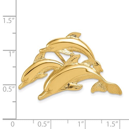 Lovely Rita's Pendants & Charms 14k Yellow Gold Triple Dolphin Slide Pendant