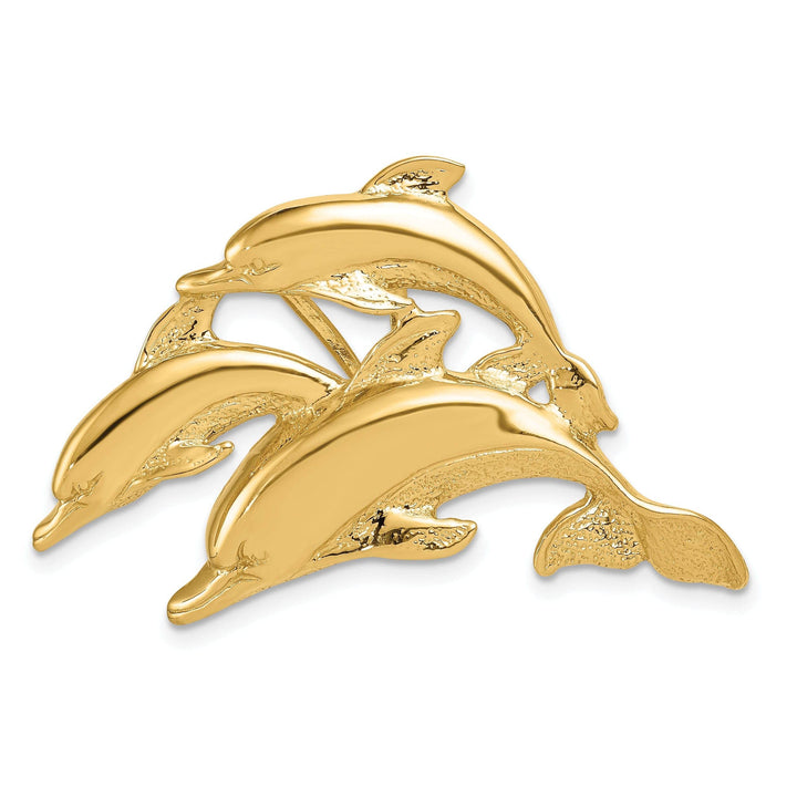 Lovely Rita's Pendants & Charms 14k Yellow Gold Triple Dolphin Slide Pendant