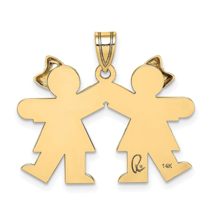 Lovely Rita's Pendants & Charms 14k Yellow Gold Twin Girls With Bows Kiss Charm