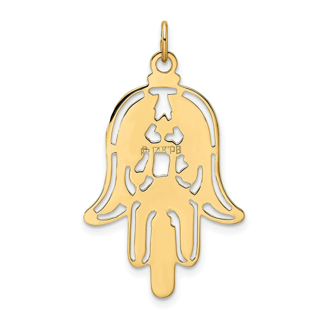Lovely Rita's Pendants & Charms 14k Yellow Gold Unisex Hamsa with Fish Evil Eye Design Charm Pendant
