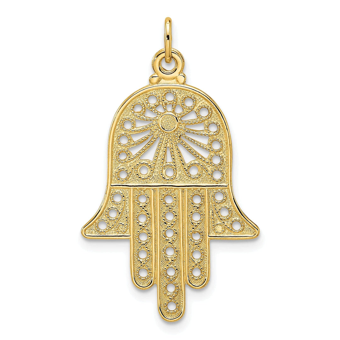 Lovely Rita's Pendants & Charms 14k Yellow Gold Unisex Polished Finish Filligree Design Hamsa Pendant