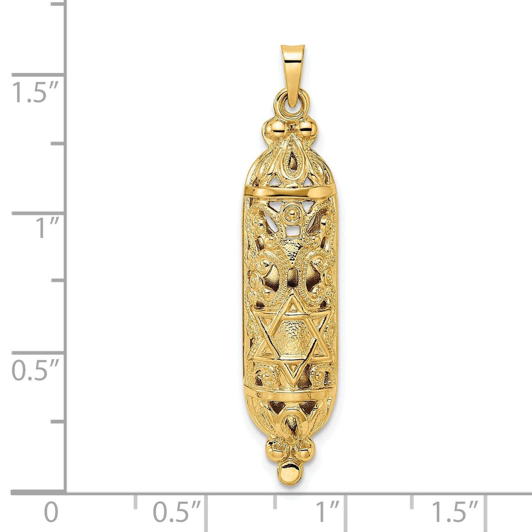 Lovely Rita's Pendants & Charms 14k Yellow Gold Unisex Solid Mezuzah with Star of David Pendant