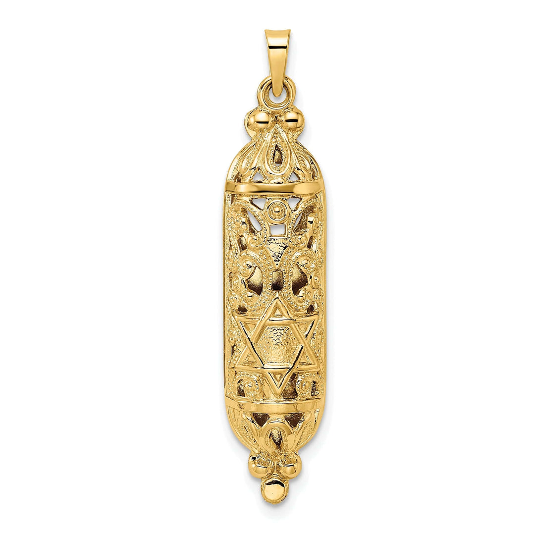 Lovely Rita's Pendants & Charms 14k Yellow Gold Unisex Solid Mezuzah with Star of David Pendant