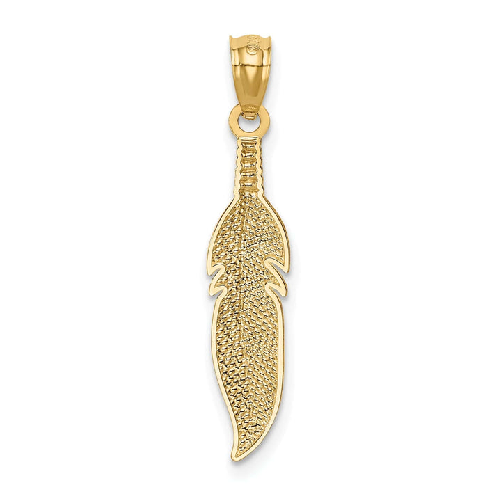 Lovely Rita's Pendants & Charms 14k Yellow Gold Unisex Solid Textured Polished Finish Feather Design Charm Pendant