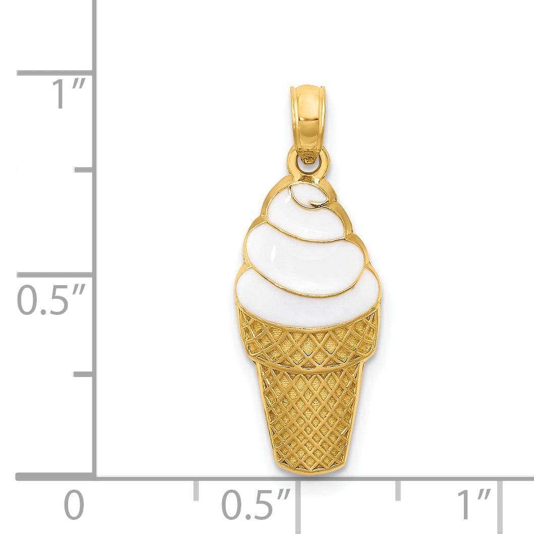 Lovely Rita's Pendants & Charms 14k Yellow Gold Vanilla Ice Cream Cone Pendant