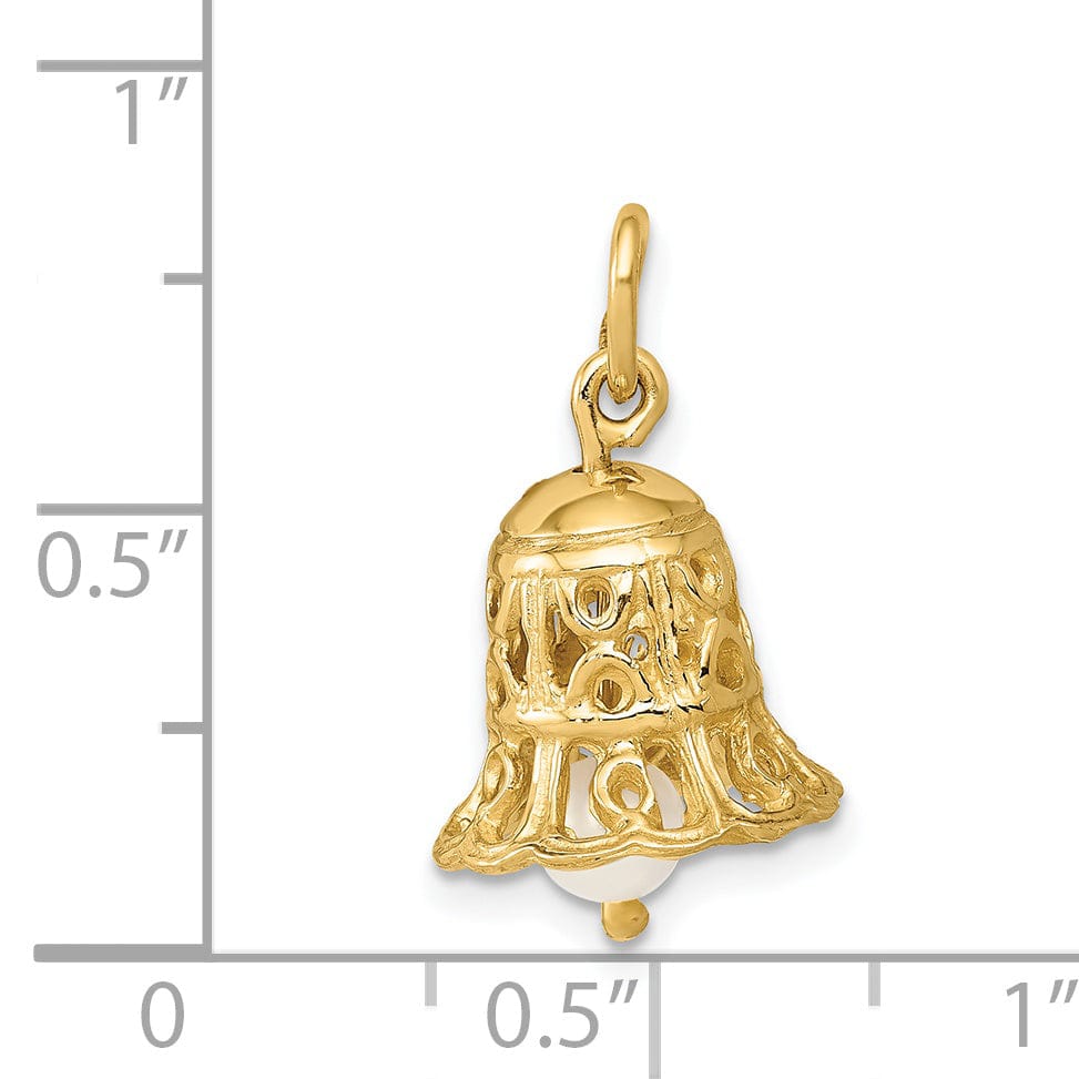 Lovely Rita's Pendants & Charms 14k Yellow Gold Wedding Bell with Pearl Charm