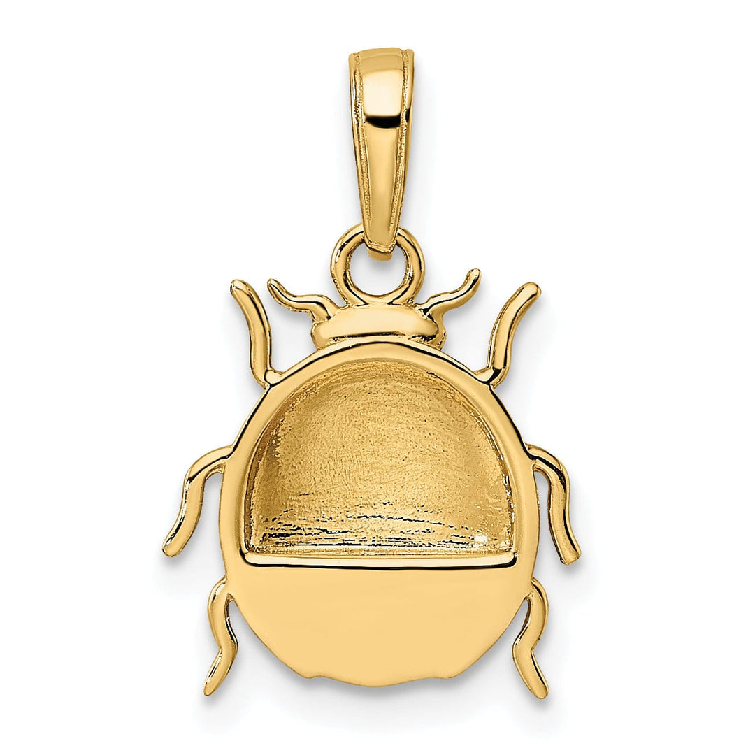 Lovely Rita's Pendants & Charms 14k Yellow Gold White and Rose Rhodium Diamond Cut Polished Finish Open Back Ladybug Charm Pendant