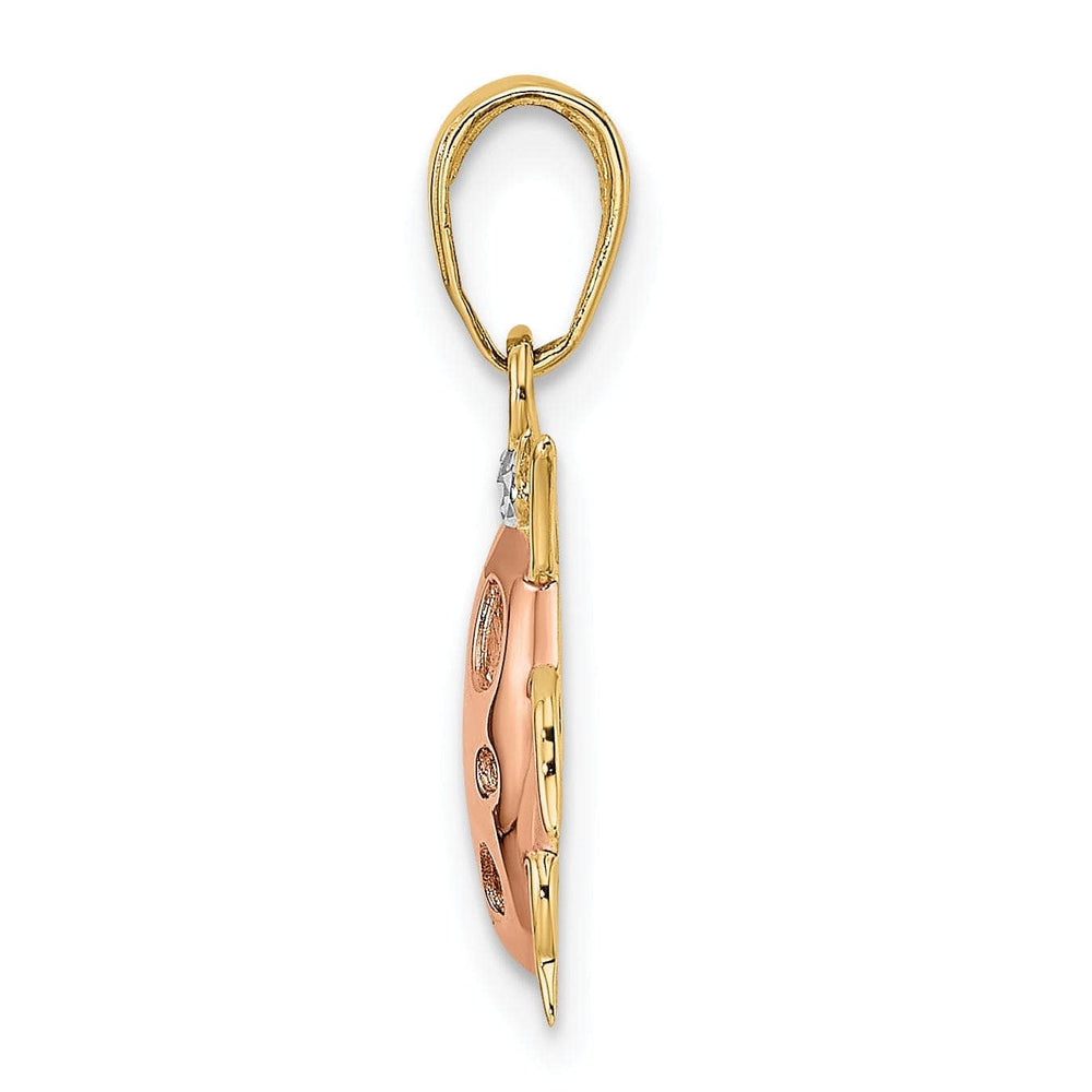 Lovely Rita's Pendants & Charms 14k Yellow Gold White and Rose Rhodium Diamond Cut Polished Finish Open Back Ladybug Charm Pendant