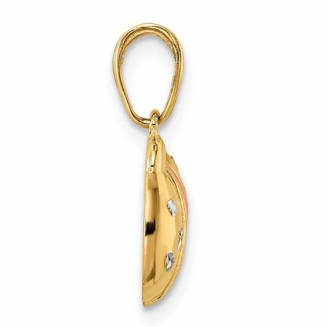 Lovely Rita's Pendants & Charms 14k  Yellow Gold White and Rose Rhodium Diamond Cut Polished Finish Solid Open Back Ladybug Charm Pendant